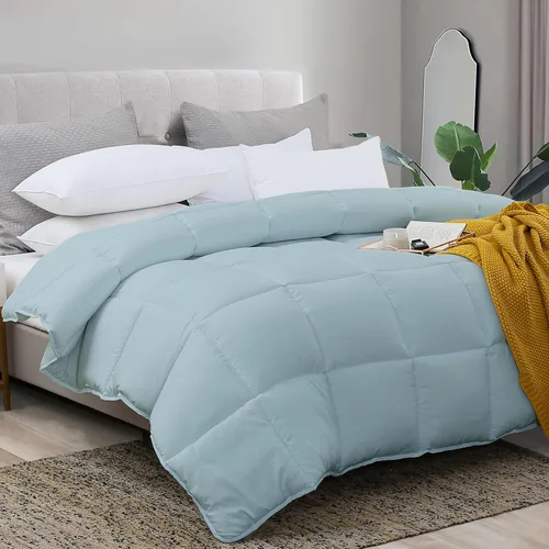 Miniatura 16 de L LOVSOUL Edredón alternativo de plumón tamaño King, relleno de edredón para todas las estaciones con pestañas en las esquinas, edredón beige King
