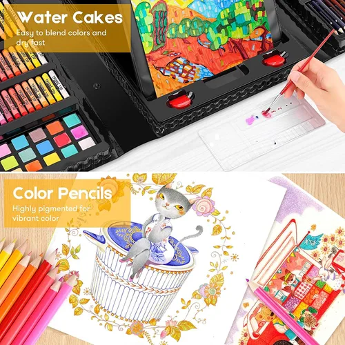 Miniatura 5 de iBayam Paquete de 251 suministros de arte, kits de arte de dibujo para niños, adolescentes y adultos, estuche de arte de viaje con caballete triple