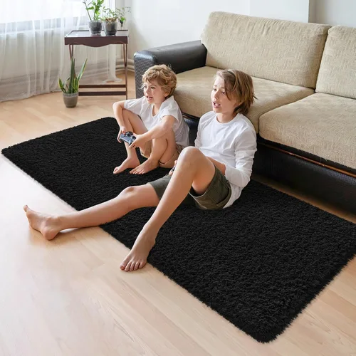 Miniatura 2 de Alfombras suaves para dormitorio, alfombra de pasillo de 2 x 6 pies, alfombra de felpa lanuda antideslizante para mesita de noche, sofá, sala