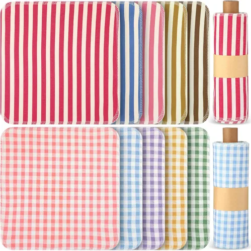 Miniatura 27 de Redbaker 50 piezas de toallas de papel reutilizables, paños de algodón reutilizables sin papel, toallas de papel absorbentes lavables para inodoro
