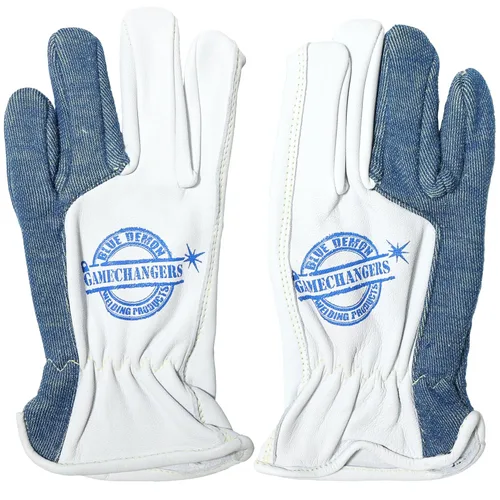 Miniatura 8 de Blue Demon Guantes de soldadura Gamechanger Shorties, escudo térmico kagan integrado en meñique, excelente destreza, construcción de cuero de cabra
