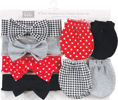 Miniatura 22 de Hudson Baby Conjunto de diadema de algodón y manoplas para rascar para bebé