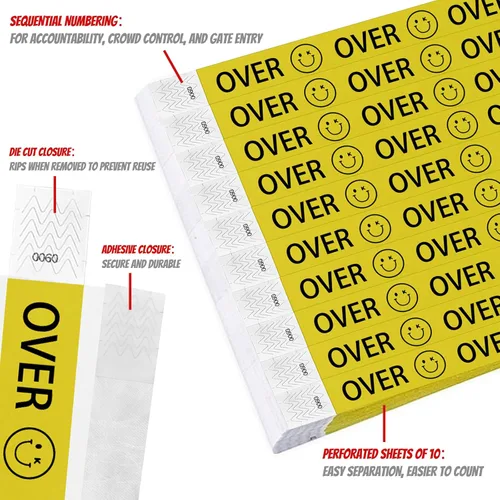 Miniatura 2 de Pulseras para eventos, pulseras personalizadas de 3/4 pulgadas, pulseras de papel personalizadas para fiestas, 100 unidades con texto, logotipo, Oro