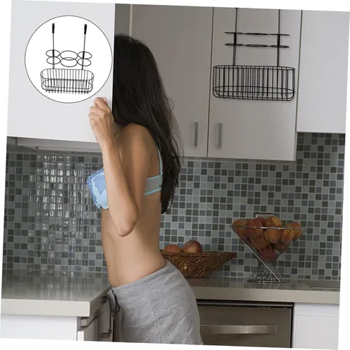 Miniatura 4 de Housoutil Soporte para secador de pelo, soporte para soplador de pelo de metal, organizador de despensa para colgar sobre la puerta, soporte