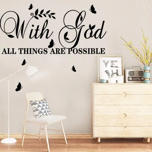 Miniatura 2 de Calcomanías inspiradoras de pared con Dios, todas las cosas son posibles, calcomanías de vinilo motivacionales para decoración de oficina, arte