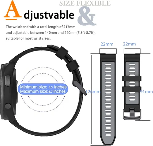 Miniatura 4 de Miimall Compatible con Forerunner 965 Band, 0.866 in Correa ajustable de silicona suave de repuesto para reloj deportivo Garmin Forerunner 965/965