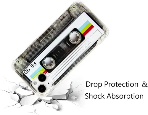 Miniatura 7 de FAteamll Funda para iPhone 14 Plus, acabado mate, resistente, suave, con esquinas reforzadas, TPU suave, parachoques retro, funda de cinta de casete