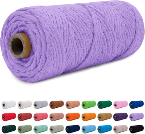 Miniatura 34 de CAMAL Cordón de macramé de 0.157 in x 109 yardas (328.1 ft), cuerda de algodón de color para tejer, manualidades, colgar en la pared, proyectos