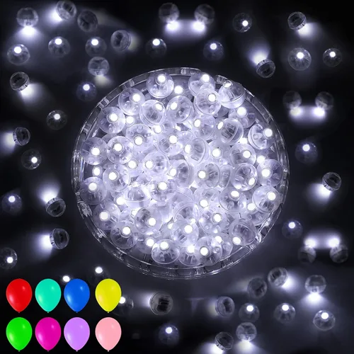 Miniatura 9 de Aogist 50 Piezas Luces para Globos Azules con Aro para Colgar, Mini Lámpara de Bola Redonda Pequeña Luz LED para Linternas de Papel y Vidrio