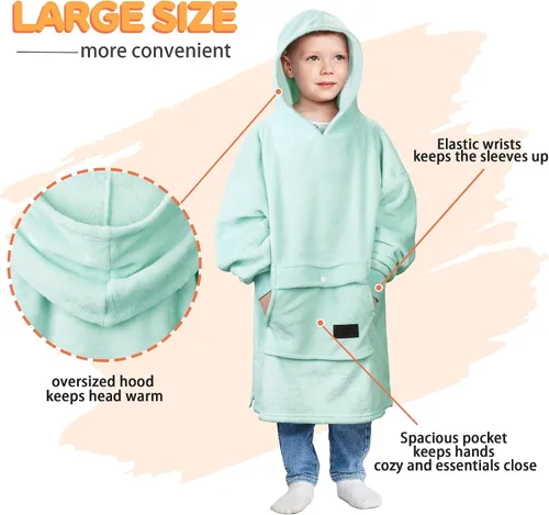 Miniatura 3 de Catalonia - Sudadera con capucha de gran tamaño para niños, sudadera de forro polar portátil con bolsillo frontal grande, para niños de 4 a 12 años