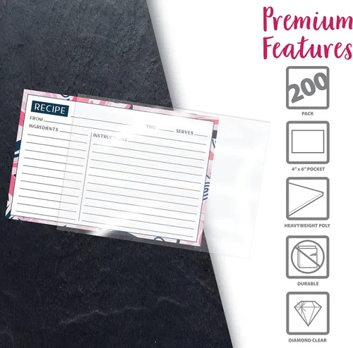Miniatura 2 de Better Kitchen Products Fundas transparentes para tarjetas de recetas, 4 x 6 pulgadas, paquete de 200