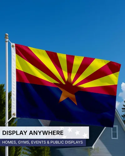 Miniatura 3 de AGAS - Bandera del estado de Arizona de 4 x 6 pies, impresión inversa de doble cara en la parte posterior, nailon 200D, ojales de latón, bordes