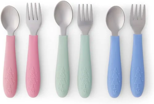 Miniatura 11 de Elk and Friends cubiertos para niños con mango de silicona Cubiertos seguros para niños Utensilios para niños pequeños Cucharas y tenedores