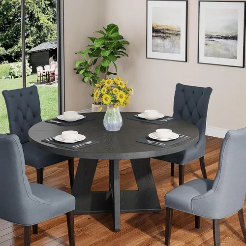 Miniatura 9 de Tribesigns Mesa de Comedor Redonda de 47 Pulgadas Mesa de Cocina de Madera para Comedor, Mesas de Dinner Room de 47" para 4-6, Muebles de Acento
