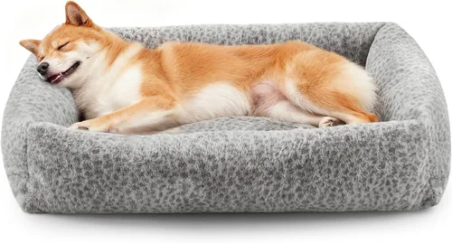 Miniatura 31 de JOEJOY Cama mediana para perros de tamaño mediano, cama ortopédica rectangular lavable para mascotas con funda de cremallera extraíble, bonita cama