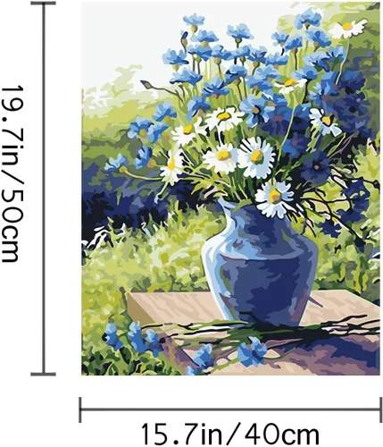 Miniatura 5 de LSPBN Kit de pintura acrílica para bricolaje, pintura por números sobre lienzo, pintura de números y flores para niños de 8 a 12 años, pasatiempos