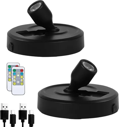 Miniatura 11 de Paquete de 2 Focos LED Inalámbricos a Batería para Cuadros, Luces de Disco con 2 Controles Remotos, Foco Adhesivo Regulable con Temporizador