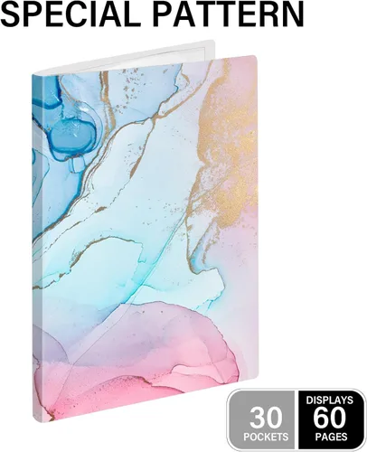 Miniatura 3 de Carpeta con fundas de plástico con fundas de plástico, 30 libros de presentación de bolsillo de 8.5 x 11 pulgadas, 60 páginas, carpeta de cartera