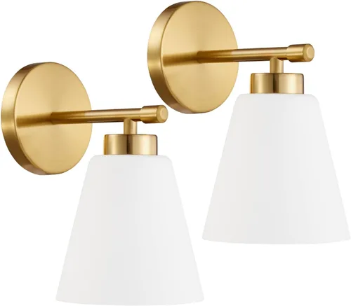 Miniatura 12 de Hamilyeah Juego de 2 apliques de pared dorados, accesorios de iluminación de baño, modernos apliques industriales para interiores, lámparas de pared