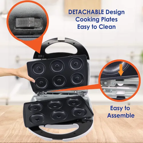 Miniatura 4 de Mini Preparador de Donas, Mini Preparador de Tartas y Quiches, Preparador de Taiyaki – NUEVO Preparador de Postres Desmontable de Tres Rebanadas 3