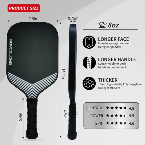Miniatura 2 de Pickleball Paddles Pickleball Rackets T700 Carbon Fiber Frosted Textured Surface 16mm Core for Beginners to Advanced Players Portable Bag USAPA