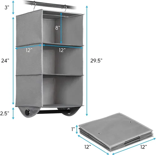 Miniatura 3 de HOLDN' STORAGE Organizador colgante de armario con barra de ropa, estantes colgantes de 3 estantes resistentes para ropa, suéteres y zapatos, unidad