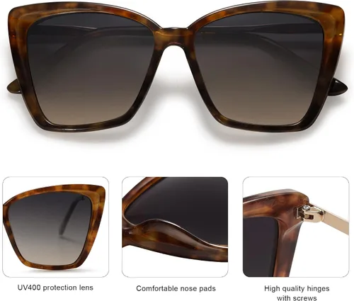 Miniatura 23 de SOJOS Gafas de sol polarizadas de moda para mujer, retro, de gran tamaño, cuadrado, ojo de gato, gafas de sol con protección UV SJ2206
