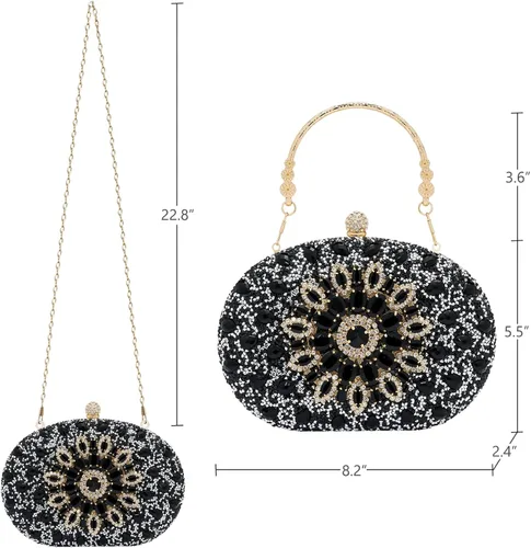 Miniatura 6 de SH Bolsos de mano para mujer, bolso formal de noche con diamantes de imitación, bolsos brillantes para boda, fiesta, cóctel, baile de graduación