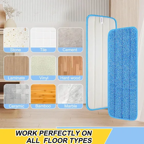 Miniatura 4 de Paquete de 10 almohadillas reutilizables de 16.5 pulgadas, cabezales de repuesto de trapeador de microfibra para mopas húmedas y secas, compatibles