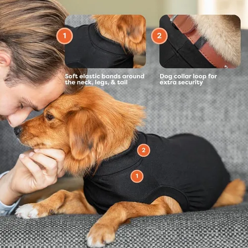 Miniatura 4 de Traje de recuperación Suitical para perros, de color negro, XXS, Negro