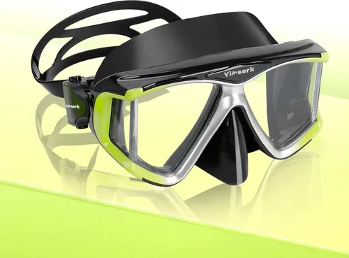 Miniatura 9 de Máscara de buceo para adultos, máscara de esnórquel de vidrio templado antivaho con cubierta para la nariz, gafas de natación panorámicas de 180°
