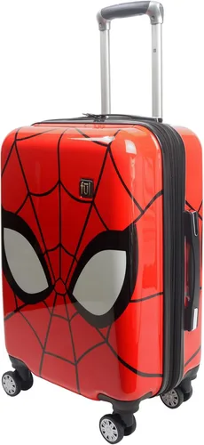 FUL Marvel Spider-Man - Maleta de mano de 22 pulgadas, diseño de máscara, maleta rígida con ruedas giratorias, color rojo, Rojo -, Marvel Spider-Man
