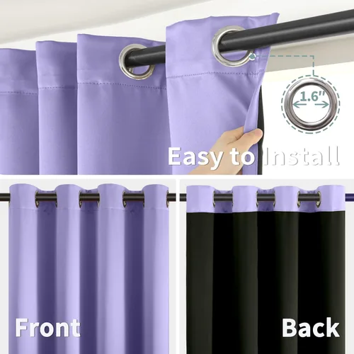 Miniatura 6 de BGment Cortinas 100 % opacas con aislamiento térmico para dormitorio con forro negro, doble capa, oscurecimiento de toda la habitación, cortina