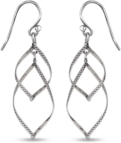 Miniatura 3 de Charmsy - Aretes colgantes de plata de ley 925 con doble torsión infinita para mujer Lazos lineales de marquesa clásica gota de infinito