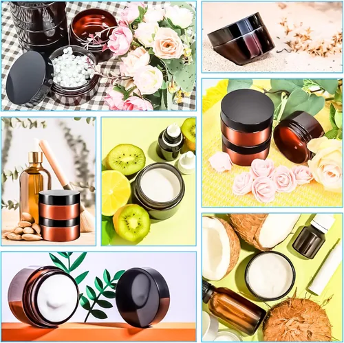 Miniatura 6 de Paquete de 10 tarros de plástico de 4 onzas con tapas, recipientes redondos de 4.2 fl oz para cosméticos, tarros de maquillaje, tarro