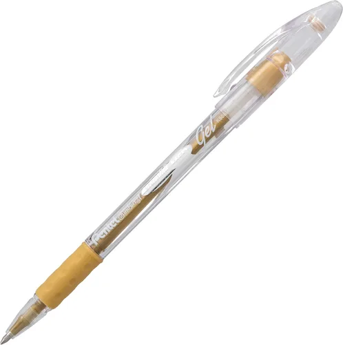 Miniatura 2 de Pentel Sunburst - Bolígrafo de gel metálico, punta media, barril dorado/transparente, tinta dorada, caja de 12 unidades (K908-X)