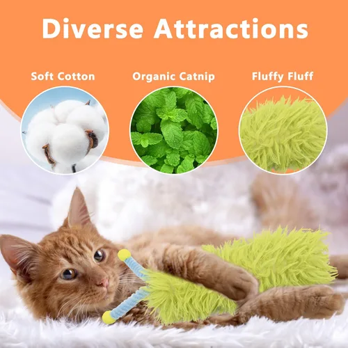 Miniatura 2 de Paquete de 3 almohadas de hierba gatera, juguetes suaves y duraderos para gatos con antenas, color rico, patín interactivo para interiores