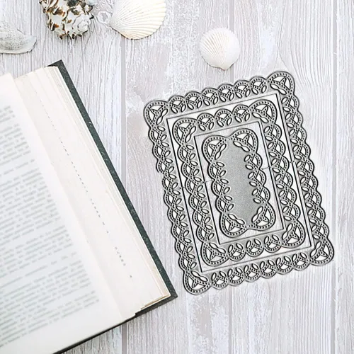 Miniatura 5 de Troqueles de corte de marco rectangular anidado para hacer tarjetas y decoraciones de álbumes de fotos, troqueles de encaje floral hueco, plantillas