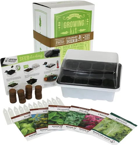 Kits de inicio de semillas para jardín de interiores - cultivo de hierbas culinarias, medicinales y de té - comienza con el cultivo al aire libre o