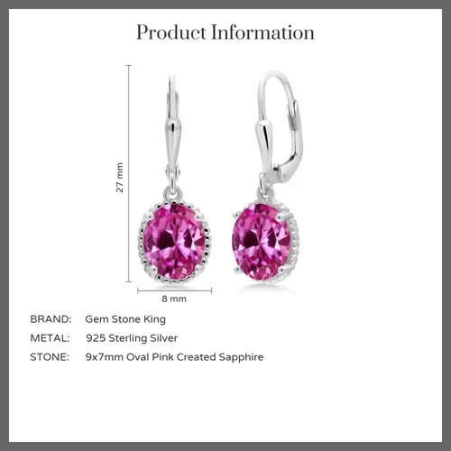 Miniatura 172 de Gem Stone King Aretes colgantes de gota para mujer, plata de ley 925, piedra natal ovalada de 0.354 x 0.276 in, joyería fina, regalos para ella