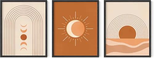 Miniatura 87 de HAUS AND HUES Arte de pared moderno de mediados de siglo, decoración bohemia para pared, juego de 3 impresiones artísticas de sol, decoración