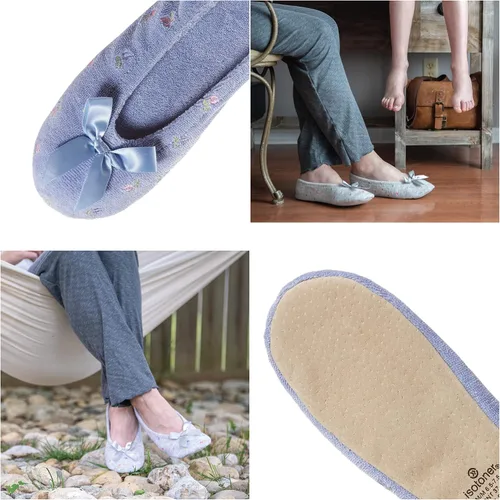 Miniatura 5 de isotoner - Pantuflas bordadas tipo bailarina para mujer.