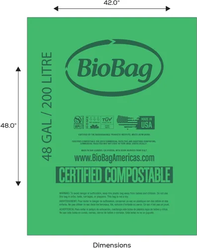 Miniatura 2 de BioBag (USA) La bolsa compostable original, 48 galones, 80 unidades, 100% bolsas de basura compostables certificadas para desechos de alimentos