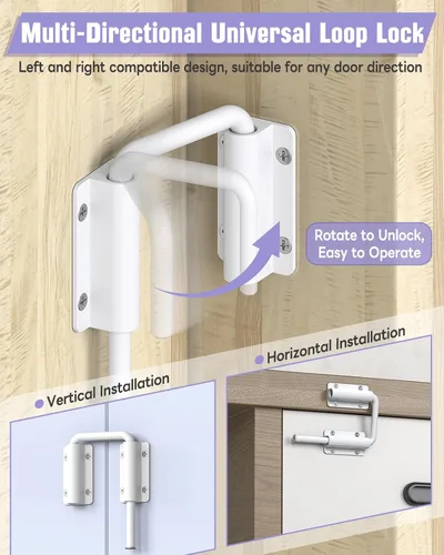 Miniatura 4 de Cerradura de puerta corredera de múltiples ángulos, cerradura de pestillo de aluminio en U para patio de 90/180 grados para puerta de granero