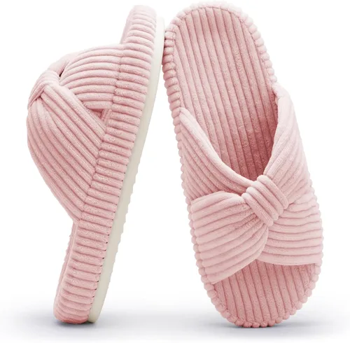 Miniatura 15 de Chantomoo - Pantuflas para mujer de espuma viscoelástica para la casa con cordón, lazo y tiras cruzadas, zapatos de cama cómodos y de moda