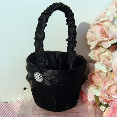 Miniatura 2 de Cesta negra nupcial para niña de las flores y portador de anillos para fiesta de boda