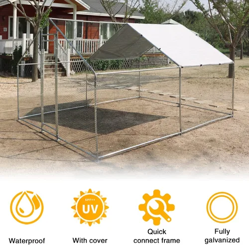 Miniatura 6 de NUGRIART Jaula grande de metal para gallinas, jaula de aves de corral, jaula de patos, casa con cubierta impermeable y anti-UV, galvanizada, jaula