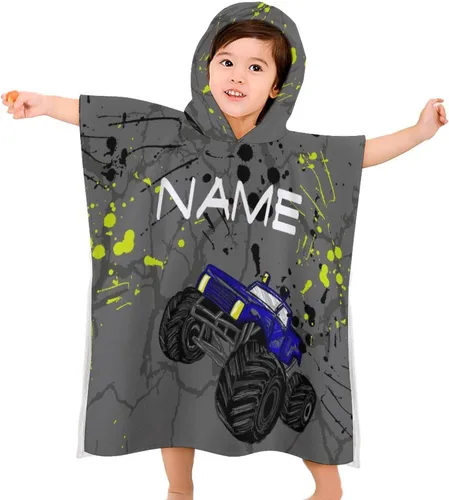 Toalla de baño personalizada con capucha para niños, añade tu nombre, poncho de natación de caricaturas, toalla de playa personalizada con capucha