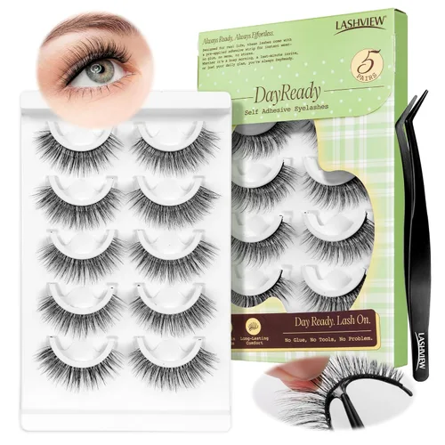 Miniatura 10 de Lashview Ellipse Extensiones de pestañas planas de 0.15 mm, rizo C de 0.31-0.59 pulgadas, negro visón, pestañas individuales, súper mate