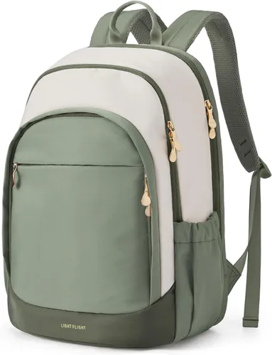 Miniatura 13 de LIGHT FLIGHT Mochila de viaje para laptop para mujer, mochila de 15.6 pulgadas con orificio de carga USB, resistente al agua, mochila negra de gran